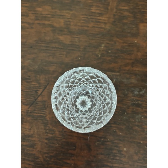 Vintage Lead Crystal Toothpick Holder Sawtooth Trim Diamond Pineapple Cut 3" - Picture 5 of 6